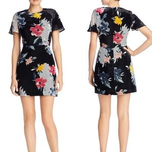 FRENCH CONNECTION Women's Black Multi Devore Burnout Velvet Mini Dress Size 6